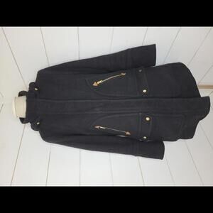 J Crew by Nello Gori size 6 Tall beautiful black hooded wool blend coat